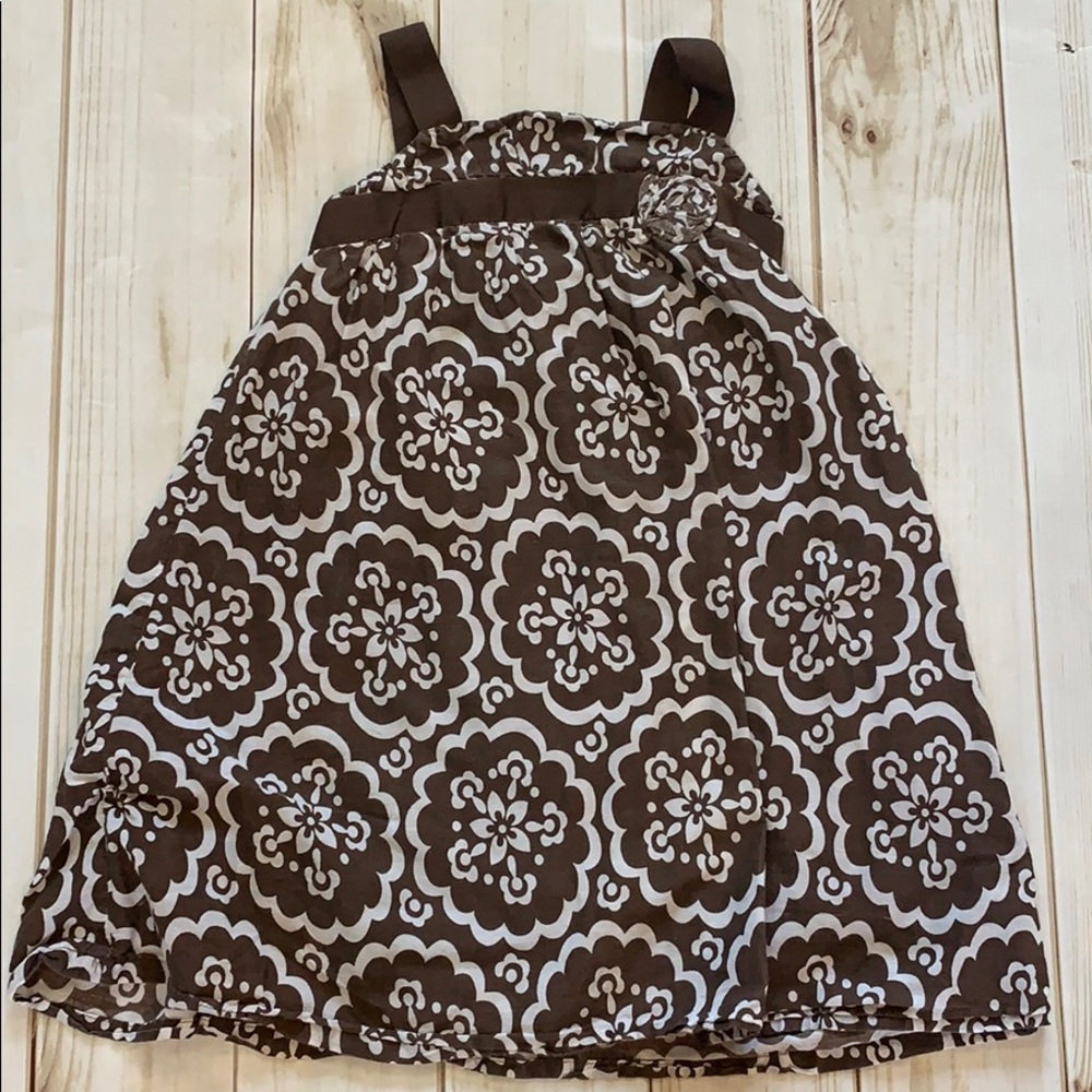 Brown and White Dress